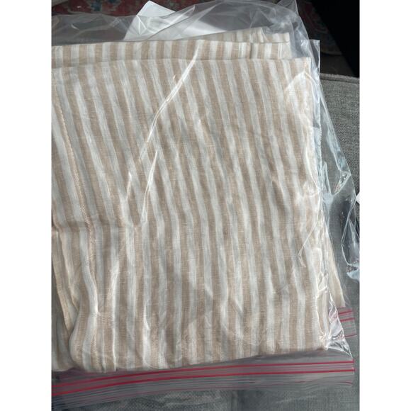 Quince European Linen Striped Euro Sham 20X20 Natural and White NWOT #26 - Picture 1 of 2